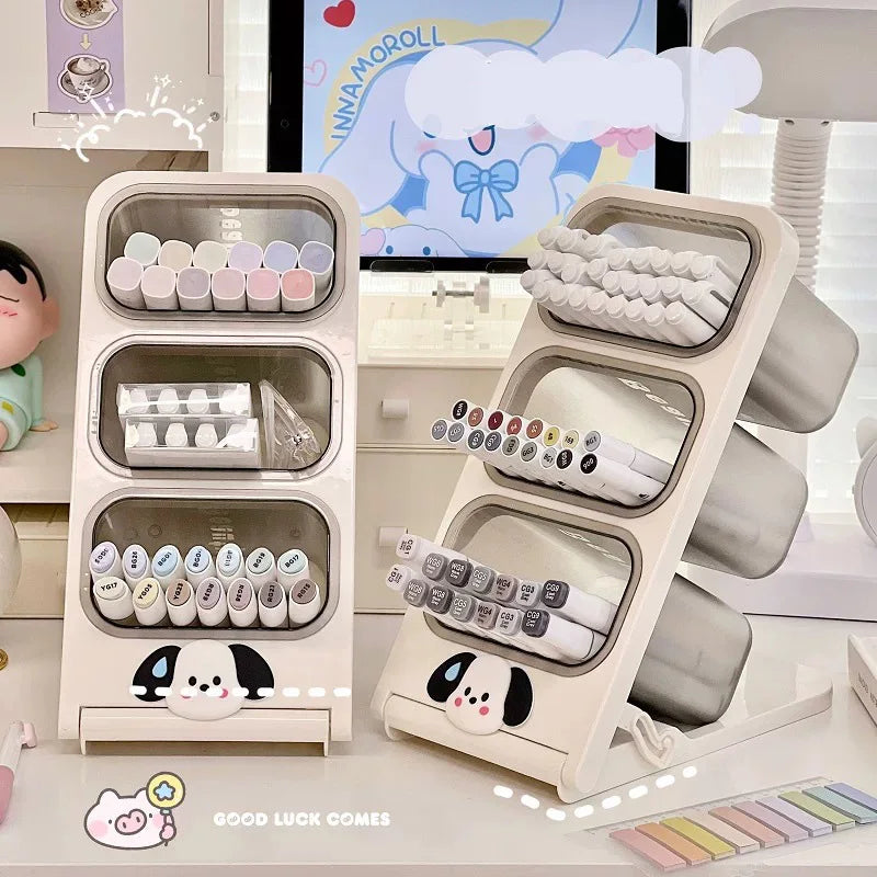 Cute Cartoon Dog Slant Pen Holder Large Capacity Desk Organizer for Stationery, Pens & Office Supplies