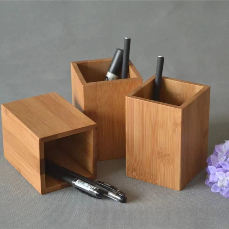 Bamboo and Wood Pen Holder, Desktop Stationery Storage Holder, Multi-functional Pen Holder, Pencil Bucket.