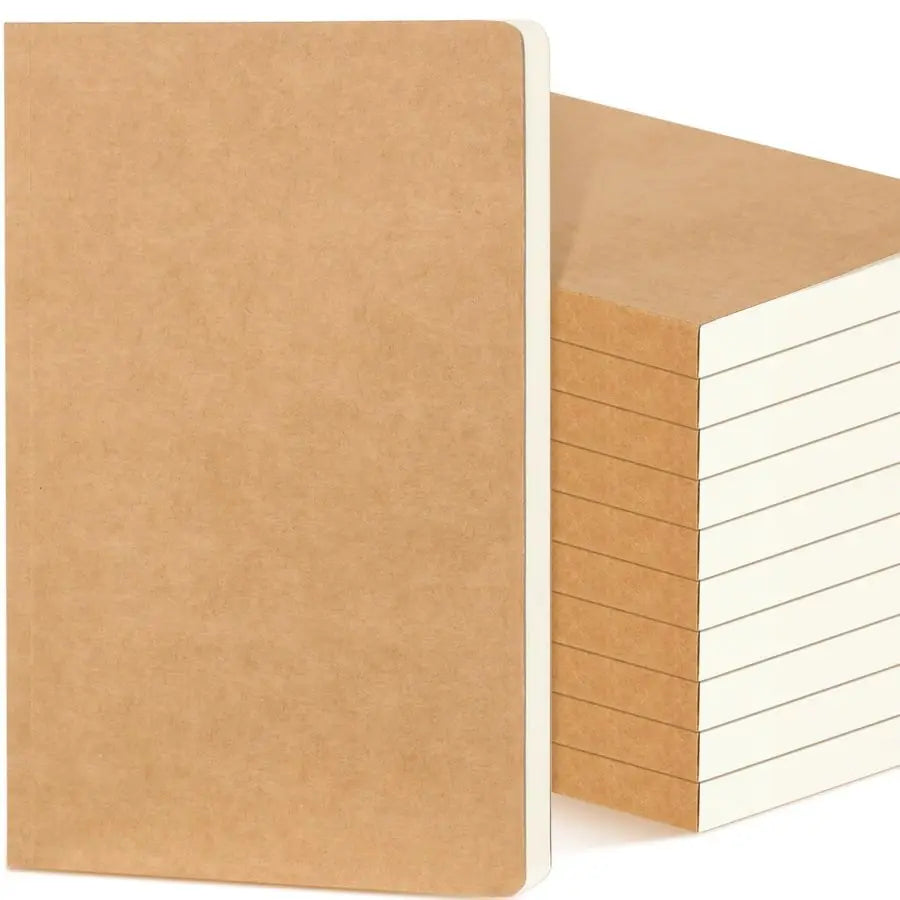 10 Pack A5 Journal Refill 5.5 x 8.2 Refillable Notebook Inserts A5 Paper Refill Kraft Travelers Journal Notebooks for Office Sch