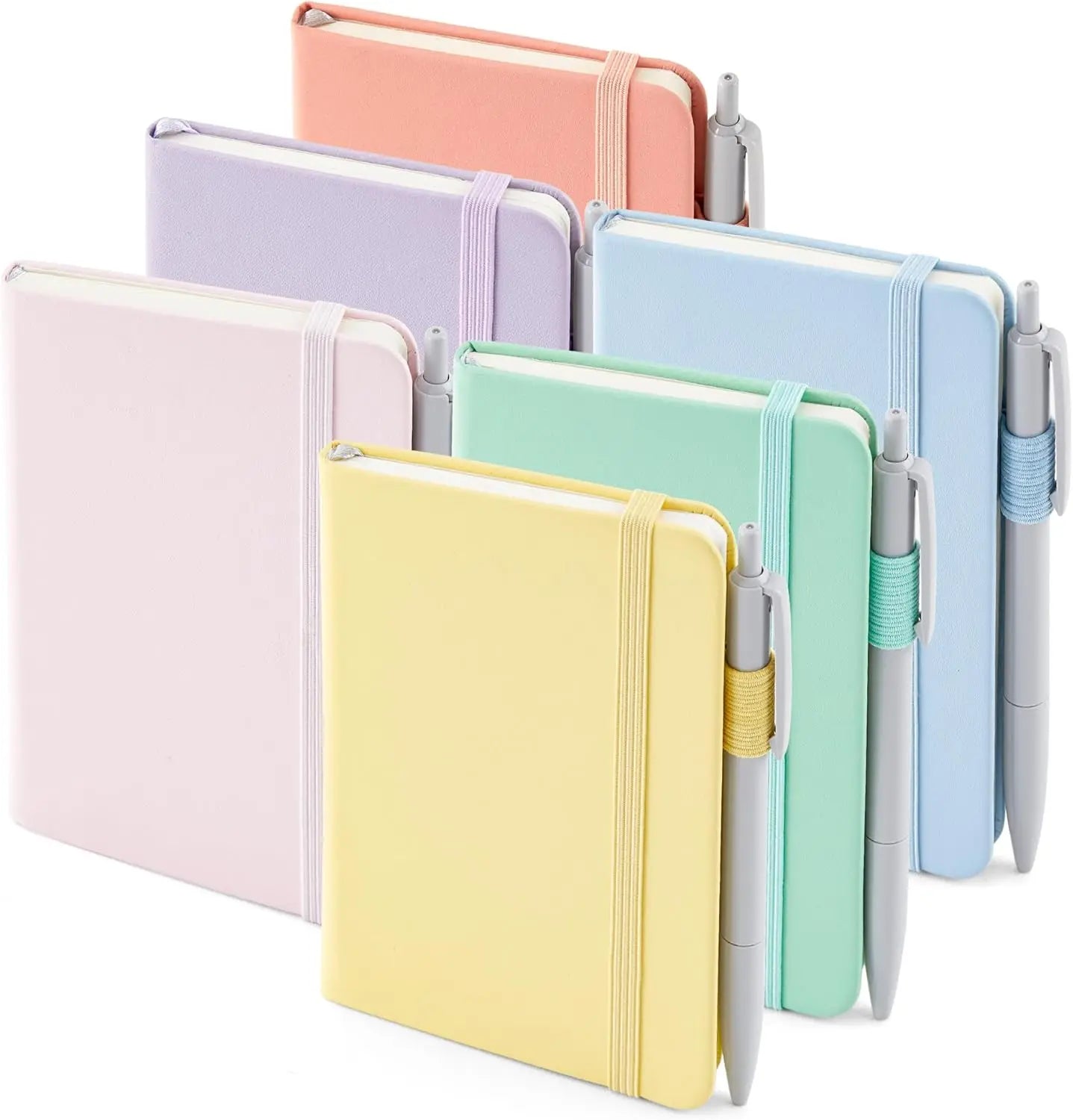 6 Pack Mini Hardcover Notebooks with Pen Holder