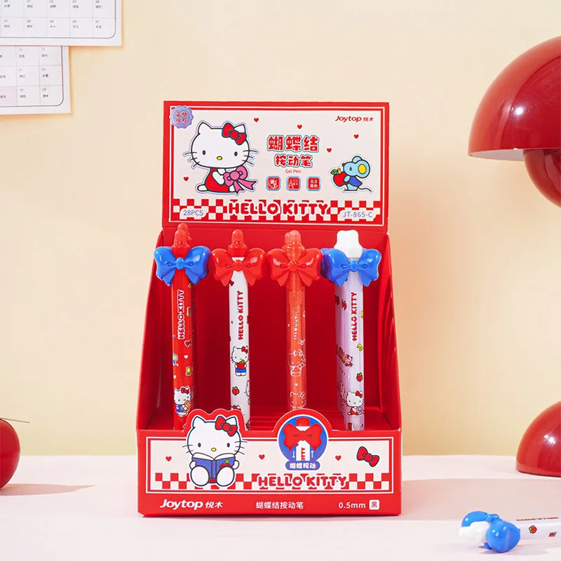 （4 Pieces/Set) Hello Kitty Gel Pen Cartoon Series Black Ink 0.5mm Student/Office Daily Stationery