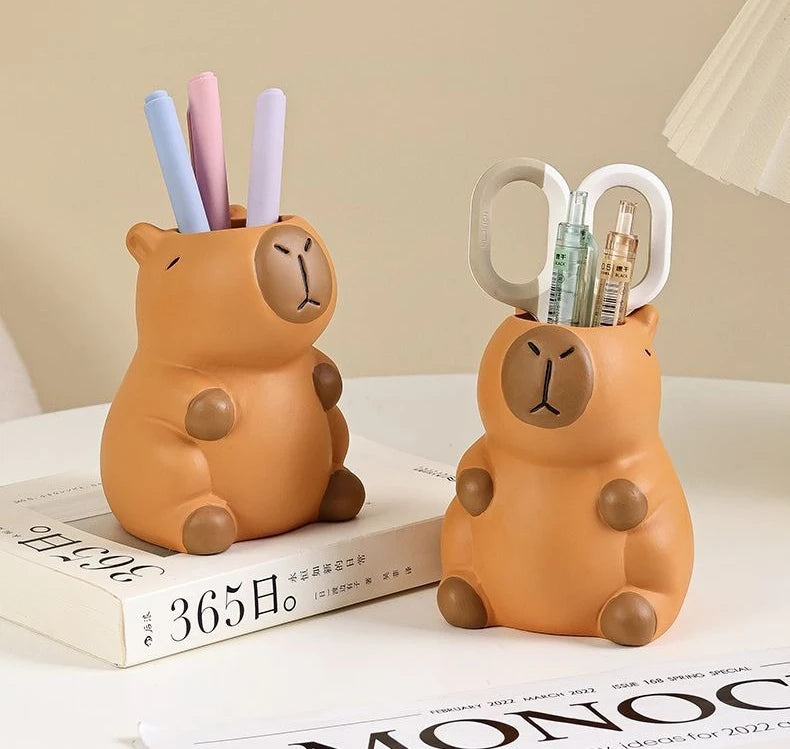 Capibala Pen Holder Cute Cartoon Office Desktop Ornament Personalized Creative Fun Makeup Pen Storage Cartridge